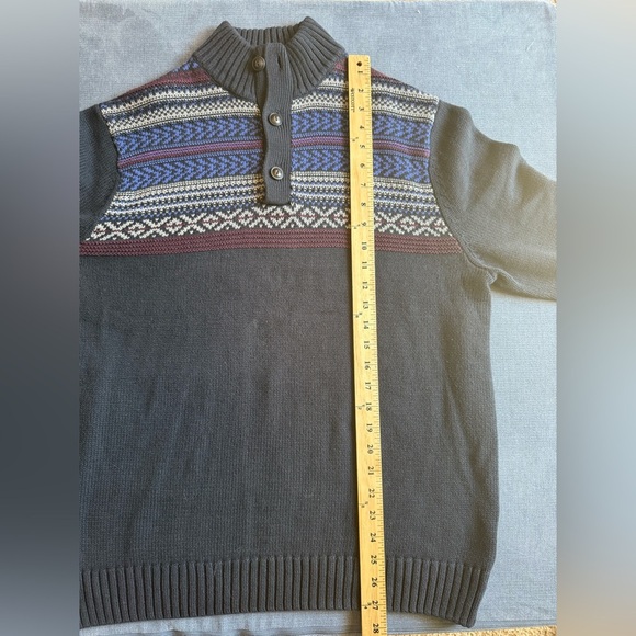 Chaps Knit Sweater Mens SZ M Mock Turtleneck 3 Button Pullover Nordic Blue - Picture 8 of 8